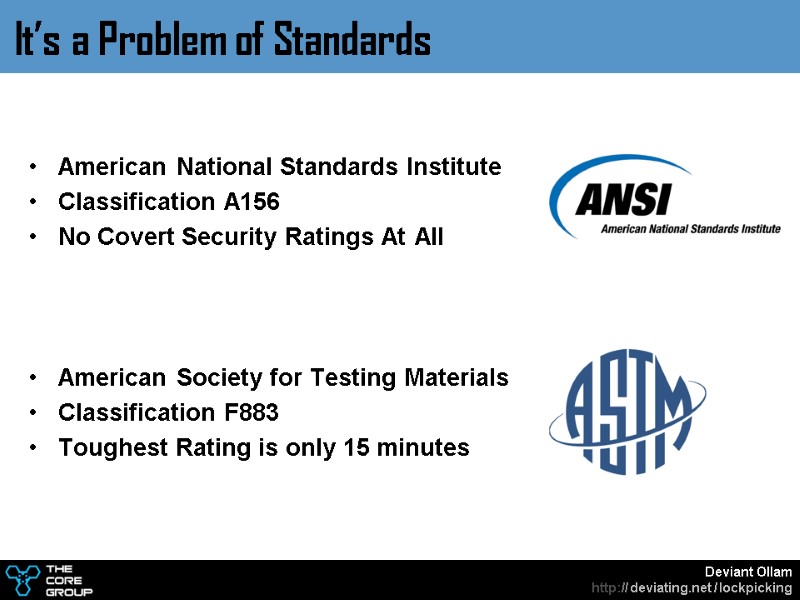 American National Standards Institute Classification A156 No Covert Security Ratings At All  